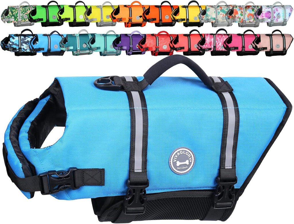 Rip Stop Dog Life Vest, Swimming Vest with Handle, Buoyancy for Doggy Puppy, Dog Life Jacket for Swimming & Boating, M, Blue