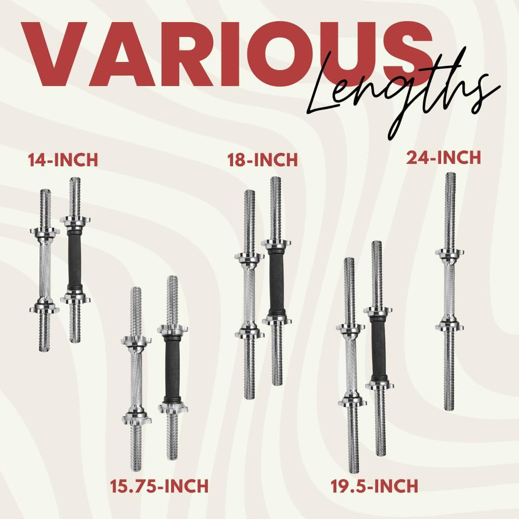 Threaded Dumbbell Handles/Adjustable Dumbbell Bar Handles - Fit 1 Inch Standard Weight Plate - Weightlifting Accessories - Sold in Pair