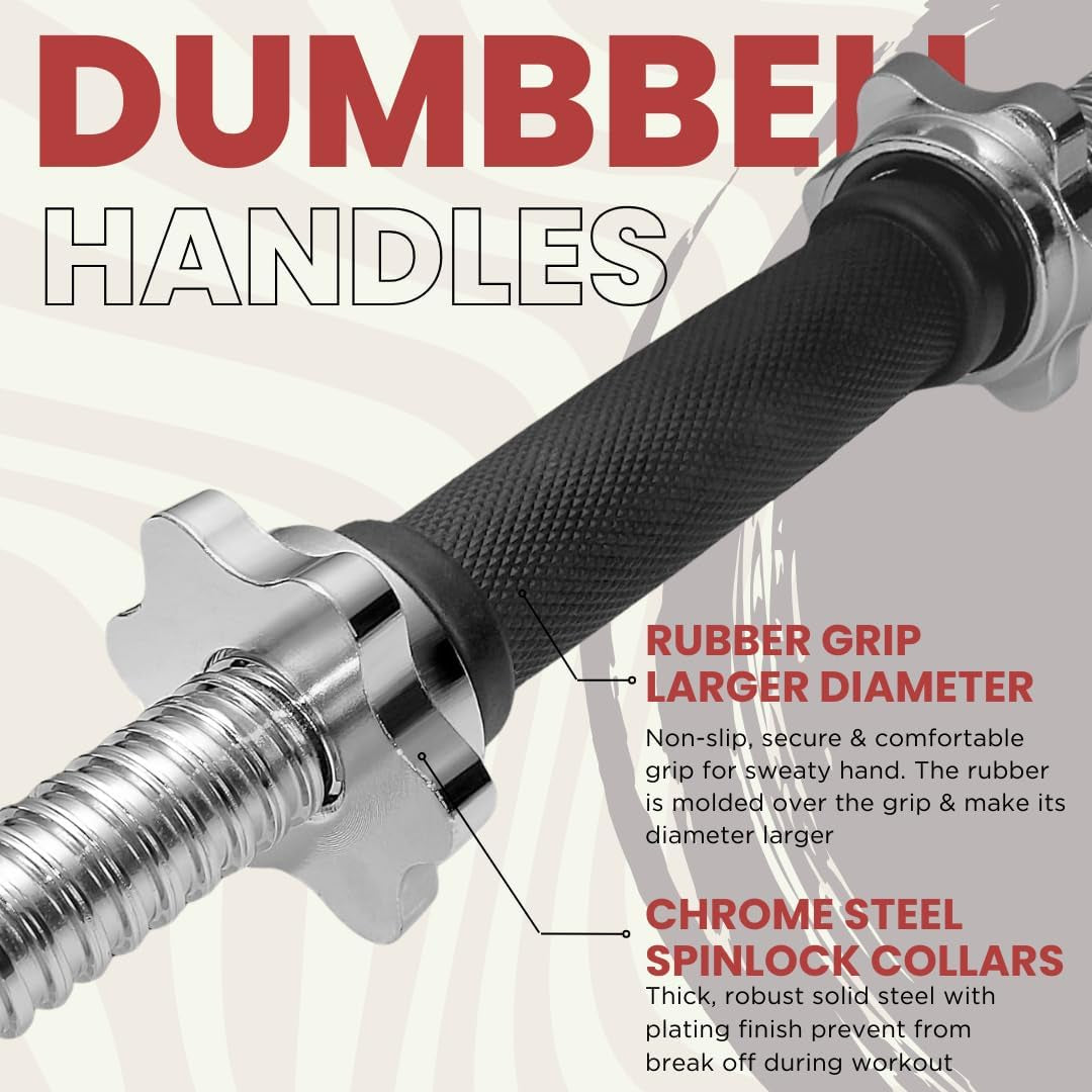 Threaded Dumbbell Handles/Adjustable Dumbbell Bar Handles - Fit 1 Inch Standard Weight Plate - Weightlifting Accessories - Sold in Pair